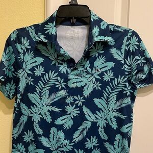 Vineyard Vines Kids Blue and Green Tropical Polo